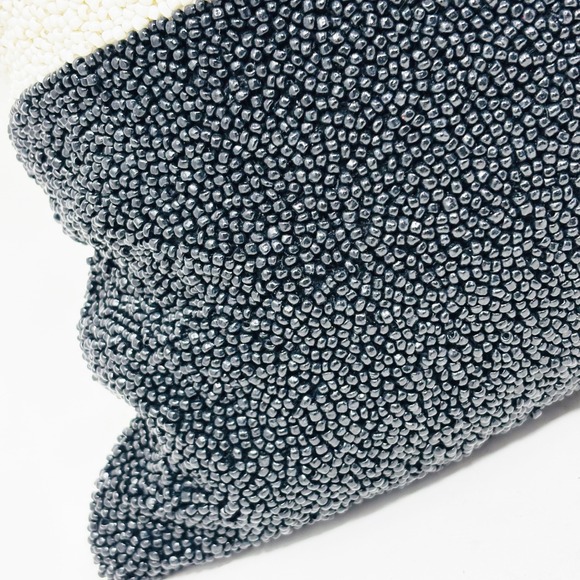 Kate Spade Target Beaded Toss Pillow Black White Take It Easy 12x18 - Picture 5 of 9